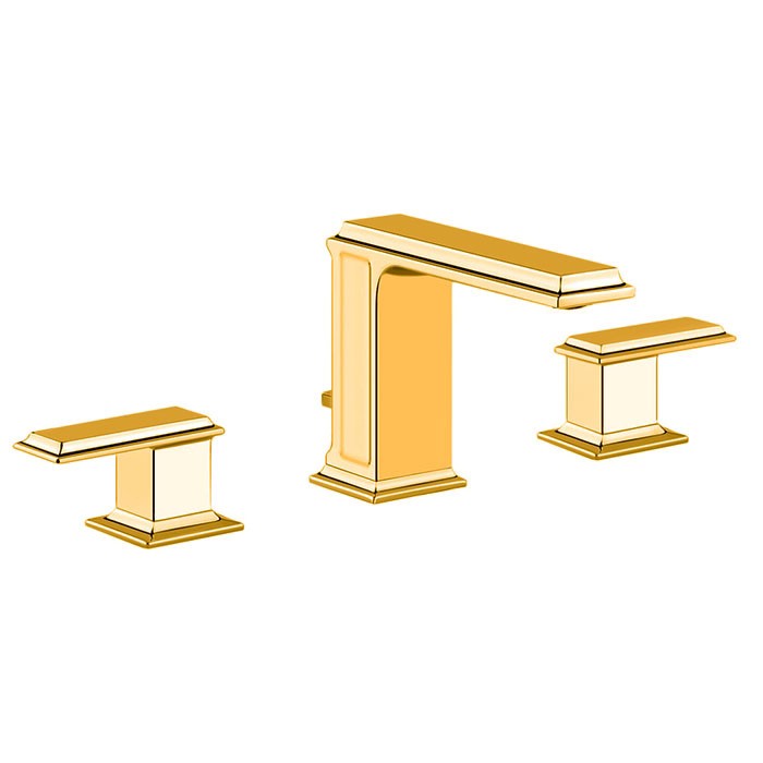 Gessi Смеситель для раковины на 3 отверстия с донным клапаном, Eleganza, 46012#080 цвет: золото