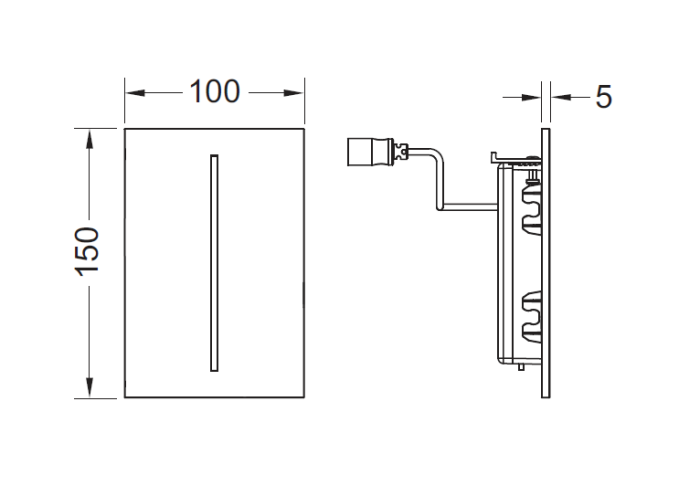TECE электронная панель смыва для писсуара, пластик,100x150x5 мм, питание от батареи 7,2 в, белый, filo - 9242051