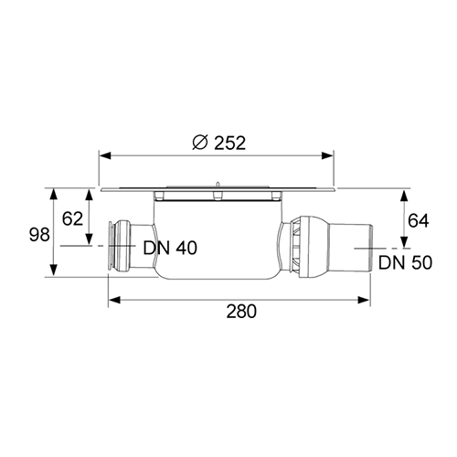 TECE сифон горизонтальный dn50, - 3601500