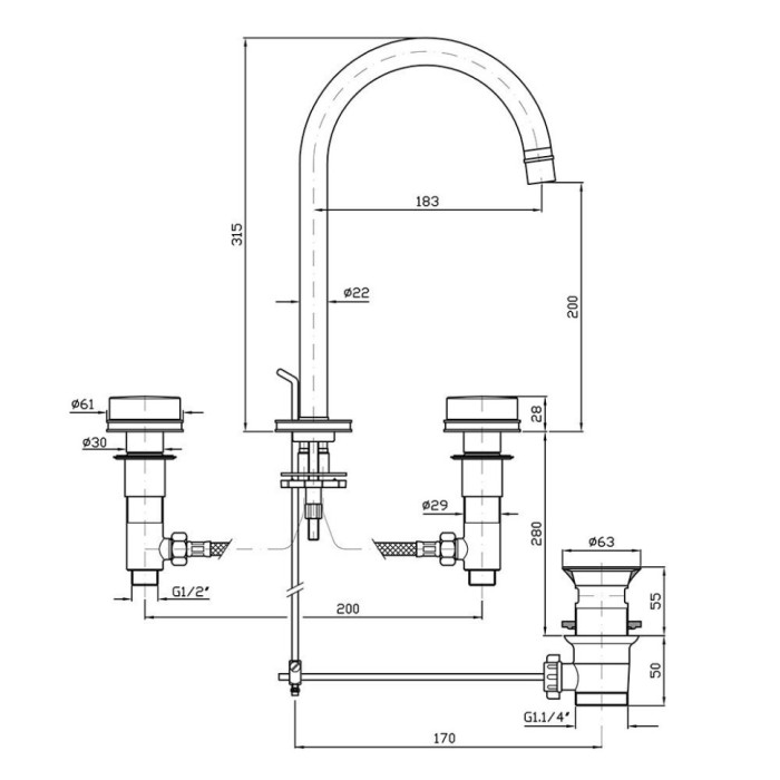 Zucchetti смеситель для раковины на 3 отверстия с гладким фланцем, savoir, хром арт. zsv402.c-