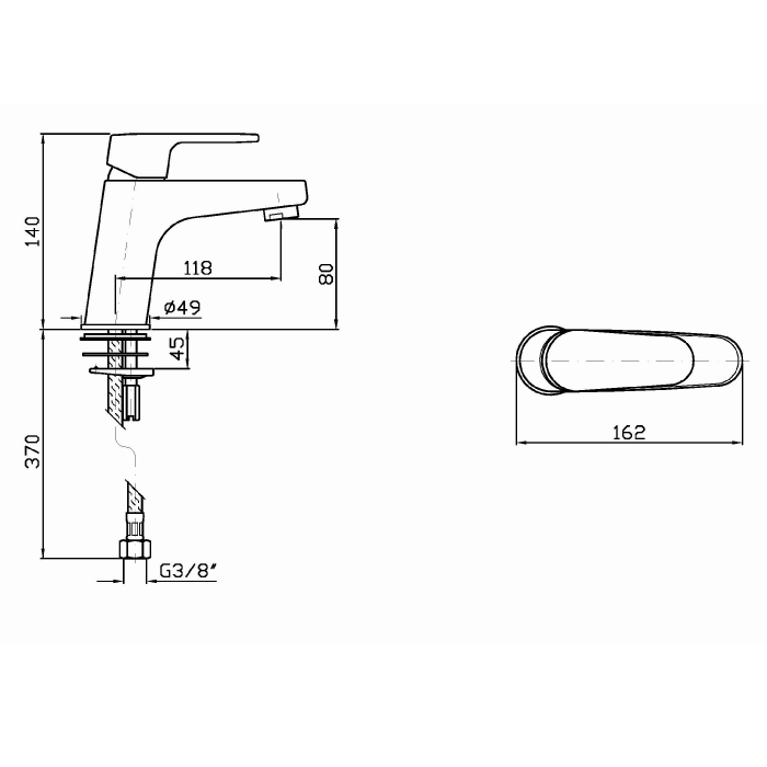 Zucchetti однорычажный смеситель для раковины на 1 отверстие без донного клапана, sun, хром арт. zsn598