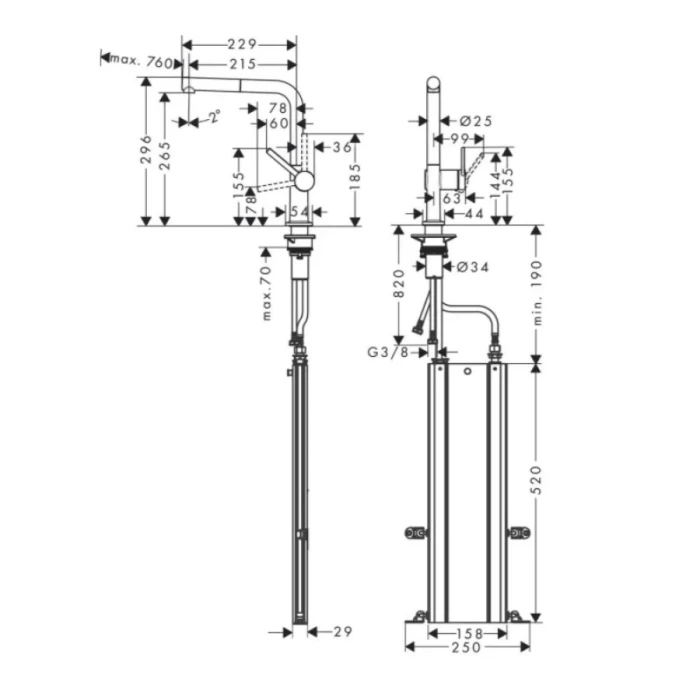 Hansgrohe смеситель для кухни, Talis M54, нержавеющая сталь арт. 72809800