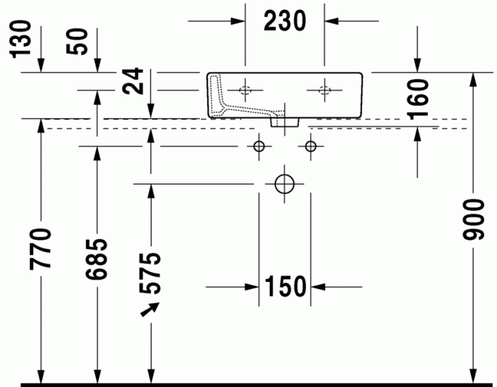 Duravit раковина подвесная 45х35см, vero, 0704450827 цвет: черный
