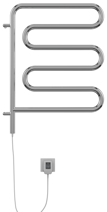 Terminus электрический полотенцесушитель электро 25 ш-обр 450х570 поворотный, электрика эконом арт. 4620768883958