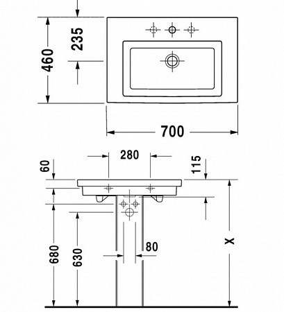 Duravit пьедестал для умывальника, 2nd floor, 0863180000 цвет: белый
