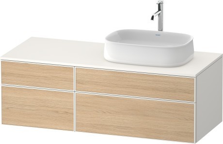 Duravit тумба подвесная с вырезом под раковину справа 550 мм х 1300 мм х 442 мм, zencha, ze4827030840000 цвет: натуральный дуб/белый суперматовый