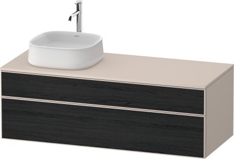 Duravit тумба подвесная с вырезом под раковину слева 550 мм х 1300 мм х 442 мм, zencha, ze4822l16830000 цвет: чёрный дуб/серо-коричневый суперматовый