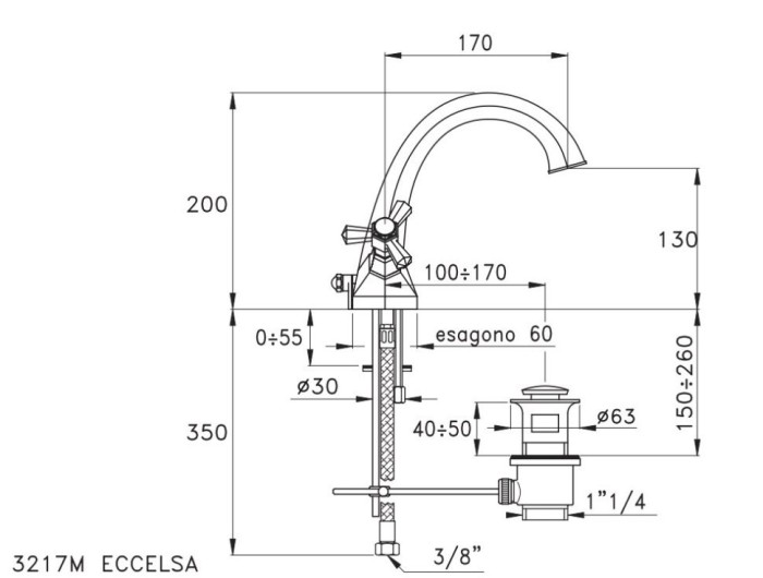 Stella смеситель для раковины, eccelsa, хром арт. ec00006cr00