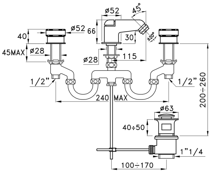 Stella смеситель для биде, timeaster, хром арт. ta00201cr00 bi0