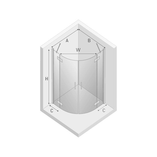 Душевое ограждение 100x100x195, New trendy New merana black, черный арт. K-0537