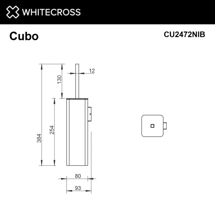 Ершик для унитаза, подвесной, Whitecross Cubo nickel brushed, брашированный никель арт. CU2472NIB