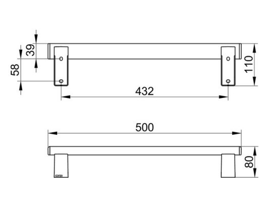 Keuco поручень для горизонтального или вертикального монтажа 500 мм, axess, хром арт. 35001 010500