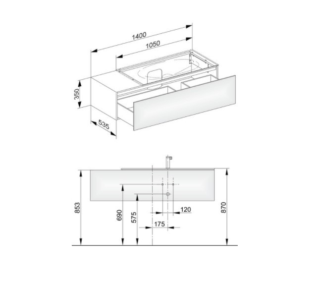 Keuco тумба подвесная под раковину справа с одним выдвижным фронтом, edition 11, черный арт. 31164 330000