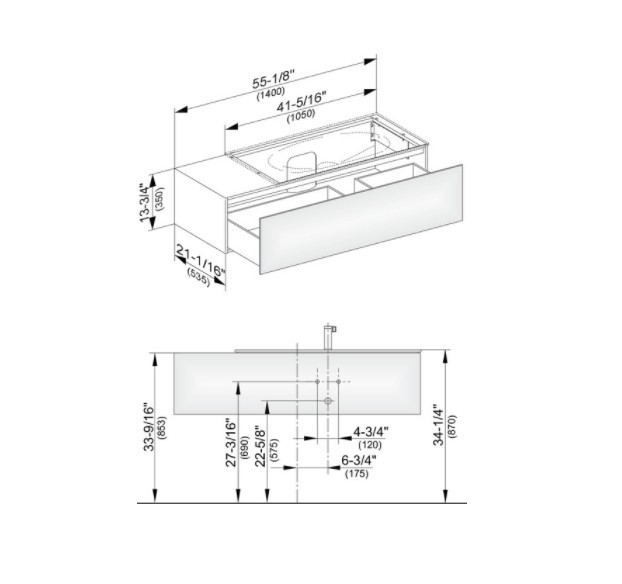 Keuco тумба подвесная под раковину справа с одним выдвижным фронтом, edition 11, черный арт. 31164 330000