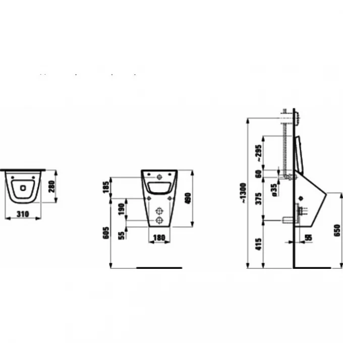 LAUFEN писсуар без сенсора, с отверстиями под крышку, VILA - 8.4114.1.400.000.1