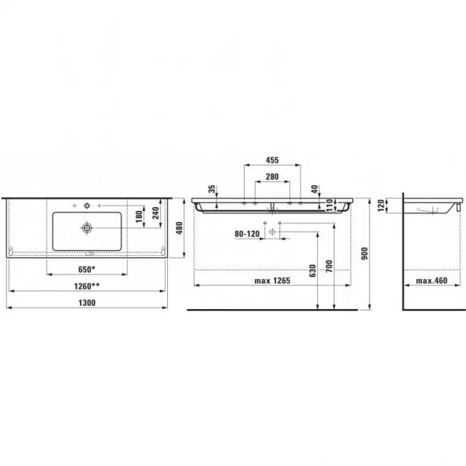 LAUFEN раковина 130x48, LIVING - 8.1643.5.000.104.1