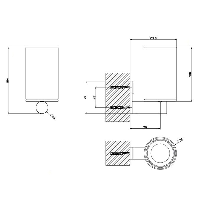 Gessi Стакан для зубных щеток настенный, 316, 54708#239 цвет: шлифованная сталь/черный