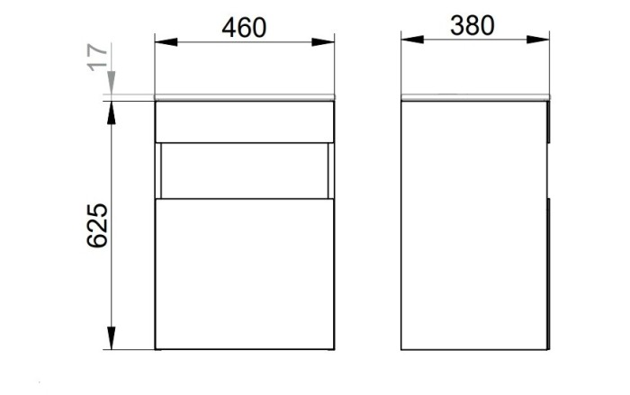 Keuco тумба под раковину с освещением 380 мм х 460 мм х 625 мм, с 1 дверцей, stageline, вулканит арт. 32822 970102