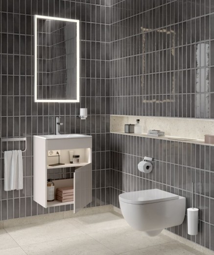 Keuco тумба под раковину с освещением 380 мм х 460 мм х 625 мм, с 1 дверцей, stageline, вулканит арт. 32822 970102