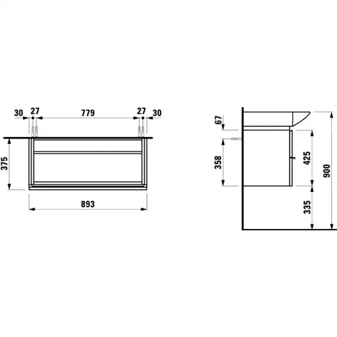 LAUFEN тумба с раковиной, PALACE - 4.0125.1.075.463.1+1270.2