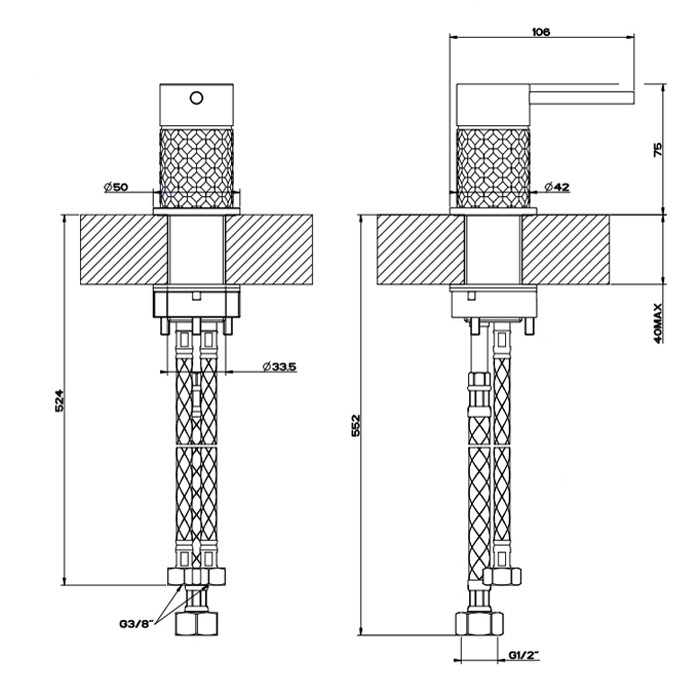 Gessi Рычаг удаленного управления, Intreccio, 54105#239 цвет: шлифованная сталь