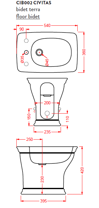 ArtCeram биде (напольное), cib002 34 00 civitas цвет: серый глянцевый
