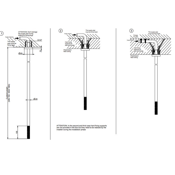 Gessi Излив потолочный для удаленного управления, длина под заказ(365-1900мм), 316, 54396#707 цвет: brushed black metal pvd
