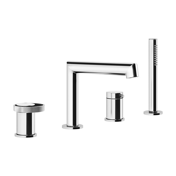 Gessi Смеситель для ванны на 4 отверстия: излив, девиатор, шланг, лейка, Anello, 63337#031 цвет: хром