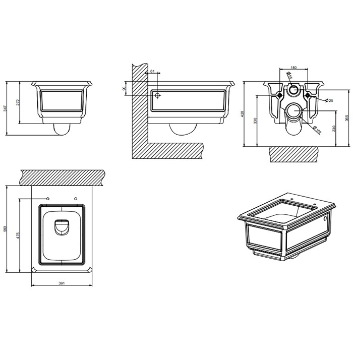 Gessi Унитаз подвесной 56х39.1cм., Venti20, 46754#518 цвет: белый глянцевый