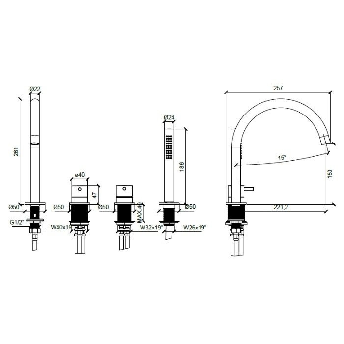 Смеситель на борт ванны, Mixers Almar, хром арт. E214006.CR