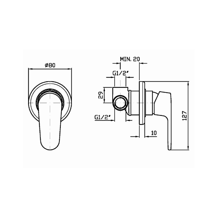 Zucchetti встроенный однорычажный смеситель для душа, sun, хром арт. zsn129 r99499