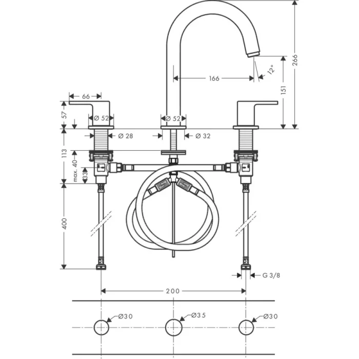 Hansgrohe смеситель для раковины с донным клапаном, Vernis Shape, черный арт. 71563670