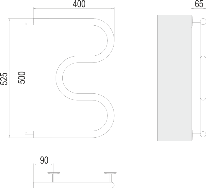 Terminus электрический полотенцесушитель электро 25 м-обр 400х500, электрика эконом арт. 4620768883903