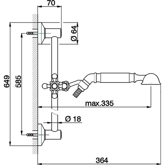 Cisal душевой гарнитур : ручная лейка, шланг 150 см, штанга 60 см ts00311227 arcana toscana, цвет: бронза