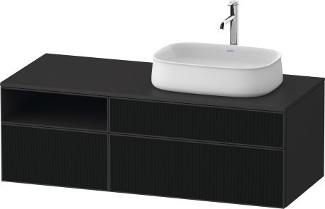 Duravit тумба подвесная с вырезом под раковину справа 550 мм х 1300 мм х 442 мм, zencha, ze4829063800000 цвет: чёрное стекло/графит суперматовый