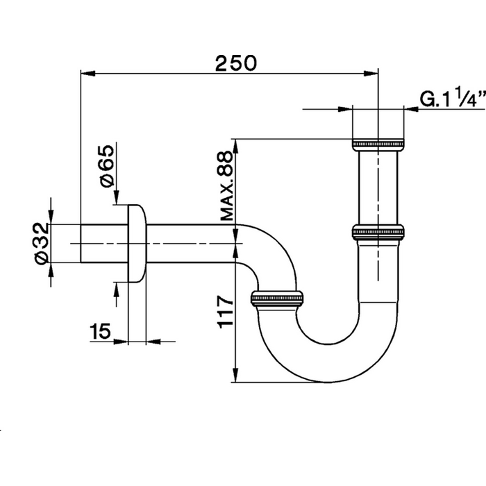 Cisal сифон 1"1/4 для раковин za00406021 complementi, цвет: хром