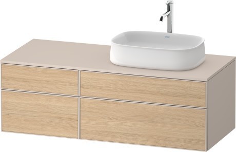Duravit тумба подвесная с вырезом под раковину справа 550 мм х 1300 мм х 442 мм, zencha, ze4827030830000 цвет: натуральный дуб/серо-коричневый суперматовый