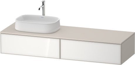 Duravit тумба подвесная с одним вырезом под раковину слева 550 мм х 1600 мм х 281 мм, zencha, ze4814l64830000 цвет: белое стекло/cеро-коричневый суперматовый