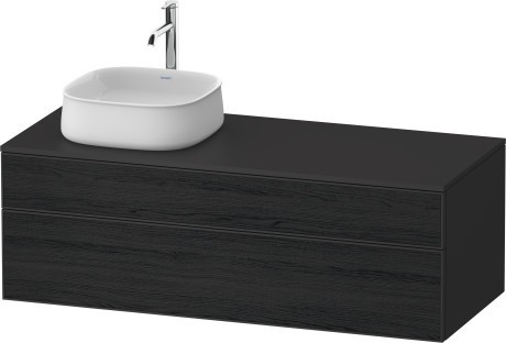 Duravit тумба подвесная с вырезом под раковину слева 550 мм х 1300 мм х 442 мм, zencha, ze4822l16800000 цвет: чёрный дуб/графит суперматовый