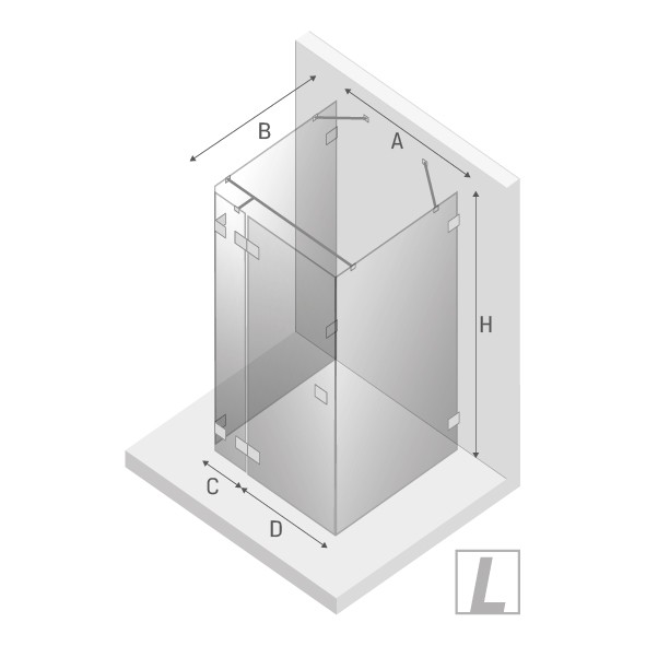 Душевое ограждение eventa l 90x90x200, New trendy Eventa chrome, хром арт. EXK-4579
