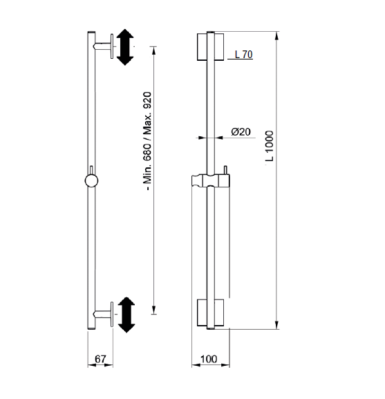 Almar штанга для душа slidebars, арт. e087072.gm