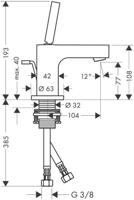 AXOR смеситель для раковины, однорычажный 80, с донным клапаном, Citterio, шлифованное красное золото арт. 39015310