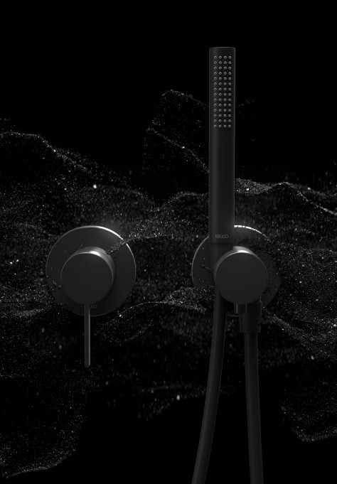 Keuco встраиваемый запорный вентиль с выводом для шланга c держателем для лейки, с рукояткой pure, с круглой розеткой, ixmo, черный матовый арт. 59541 370201