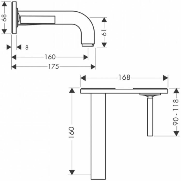 AXOR смеситель для раковины, однорычажный, настенный с изливом 160 мм, Citterio, хром арт. 39112000