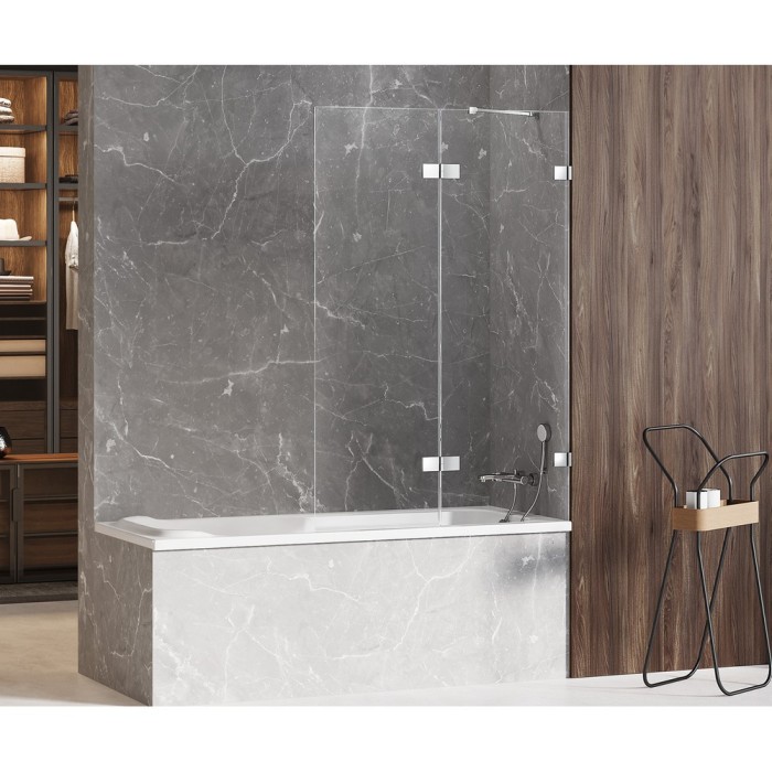 Шторка для ванны 100x150 r, New trendy Avexa chrome, хром арт. EXK-1955