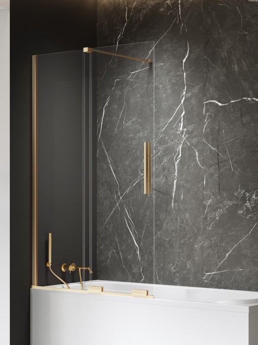 Шторка для ванны 120x150, New trendy Smart gold brushed, брашированное золото арт. EXK-7789
