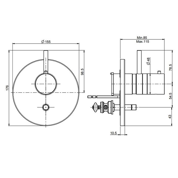 Fima Carlo Frattini смеситель для душа, встраиваемый, термостатический, с переключателем на 2 выхода, fimatherm, золото арт. f4039x2or