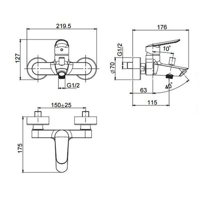 Fima Carlo Frattini смеситель внешнего монтажа на ванну без душевого комплекта, spot, хром арт. f3004/1cr