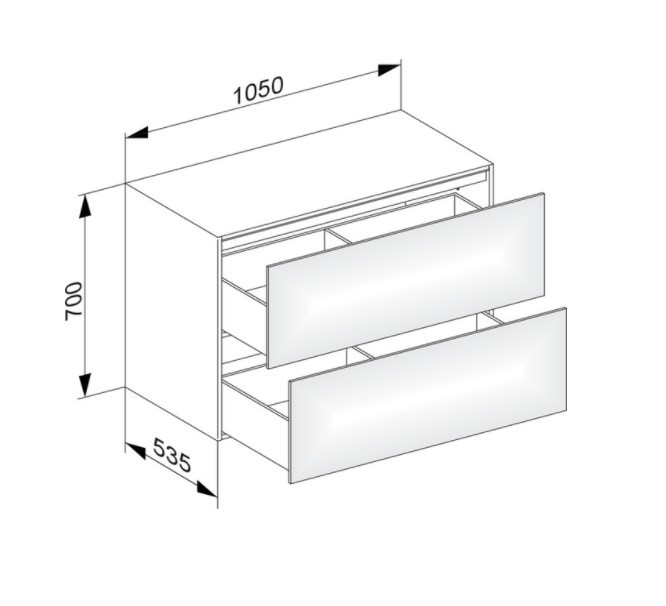Keuco тумба боковая подвесная с двумя выдвижными фронтами, с внутренней светодиодной подсветкой, edition 11, белый арт. 31325 210100