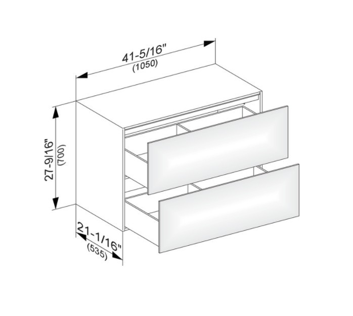 Keuco тумба боковая подвесная с двумя выдвижными фронтами, с внутренней светодиодной подсветкой, edition 11, белый арт. 31325 210100